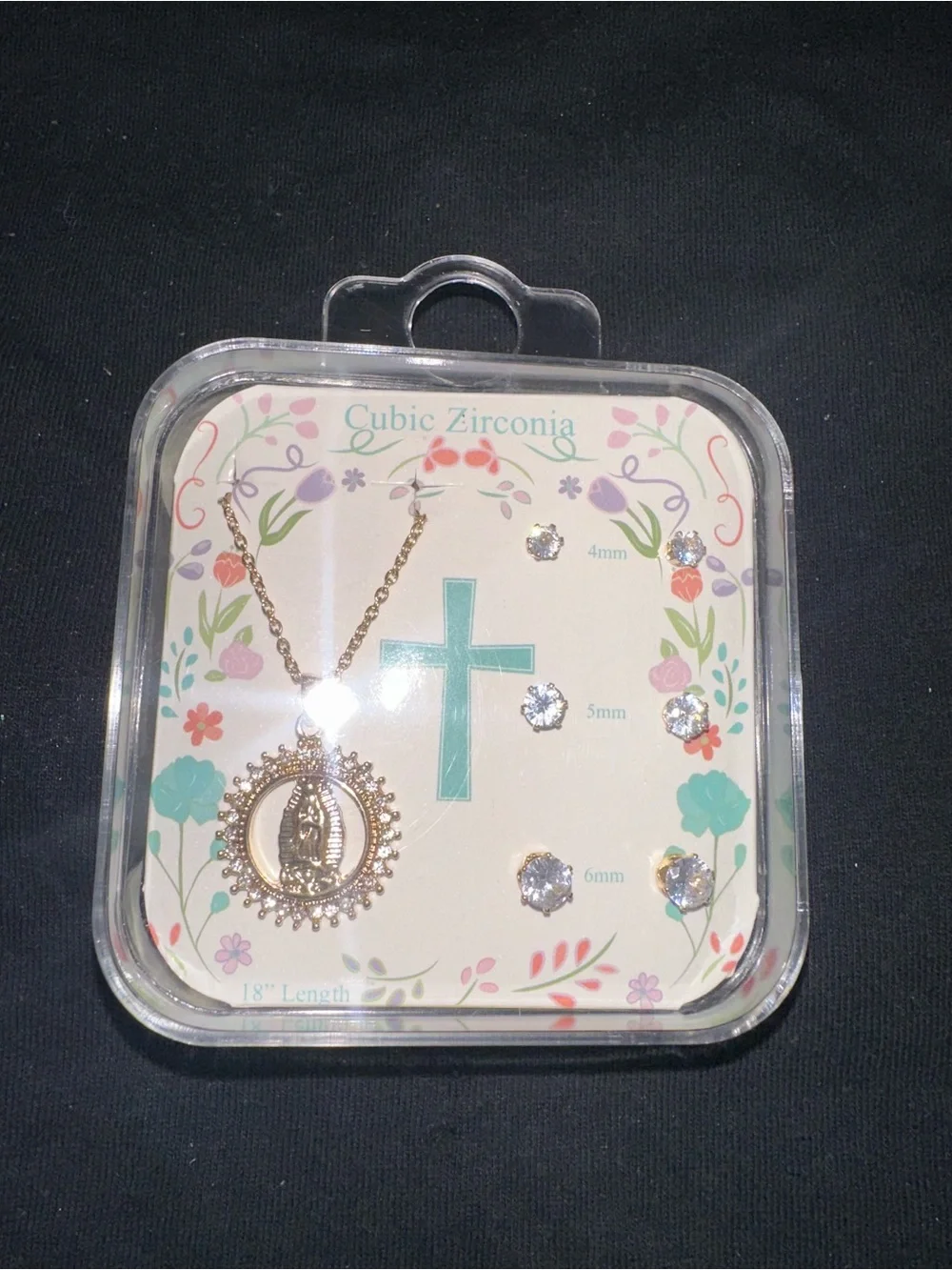Praying Hands Pendant Necklace & Stud Earring Set — 18